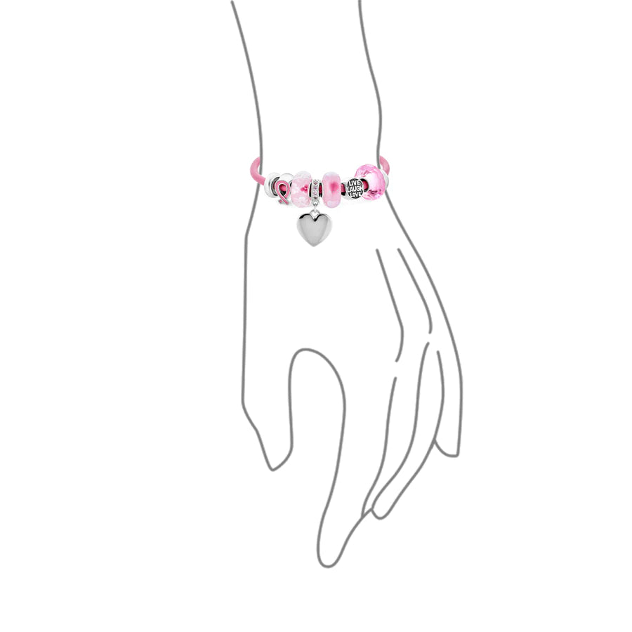 Pulsera de cuero rosa para sobreviviente de cáncer de mama 