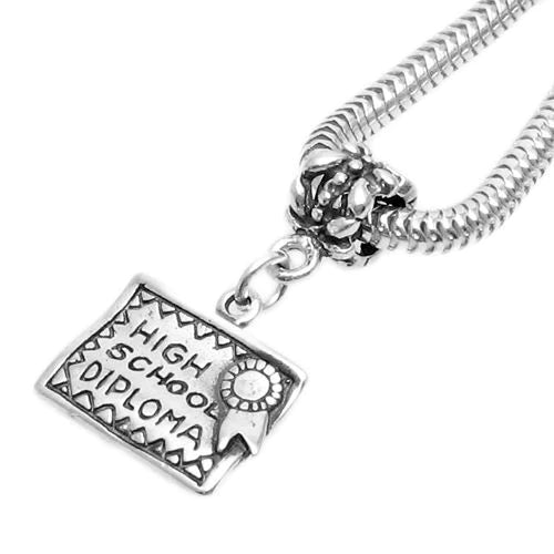 High School Diploma Charm with Euro Bead