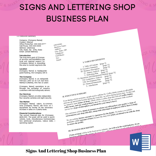 Signs And Lettering Shop Business Plan