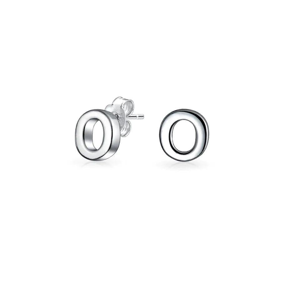 A-Z Geometric Alphabet Letter Initial Stud Earrings Sterling Silver