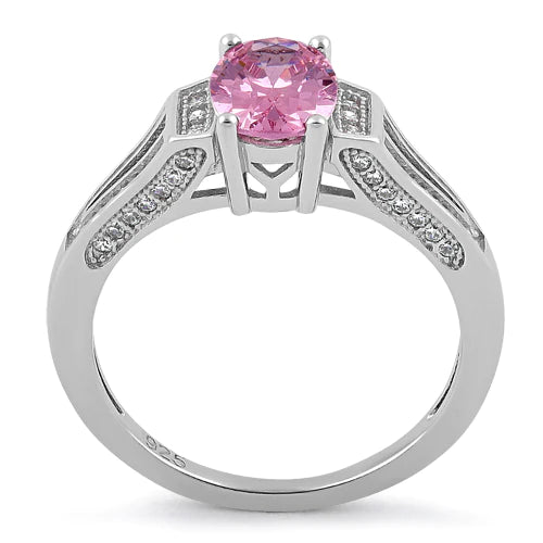 Sterling Silver Elegant Oval Pink CZ Ring