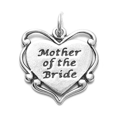 "Mother of the Bride" Scrolled Heart Charm