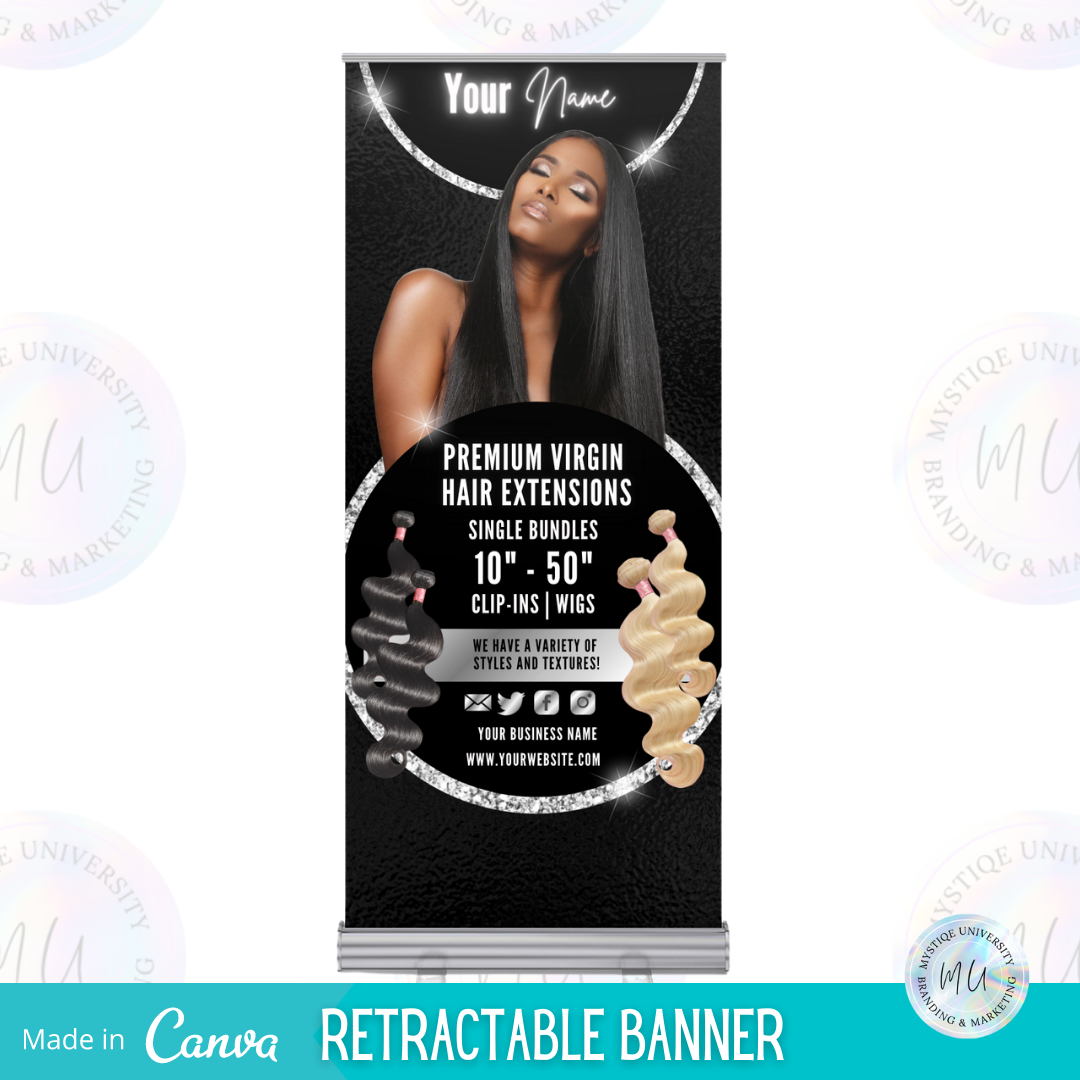 DIY Canva Black Hair Retractable Banner