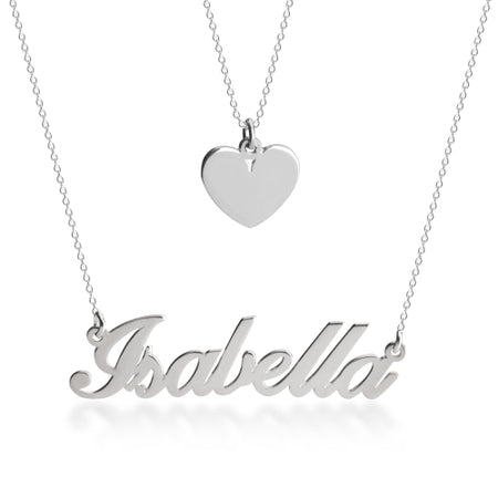 Heart and Name Layered Necklace