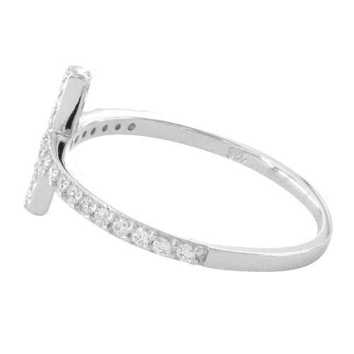 Sterling Silver Cross Clear CZ Ring