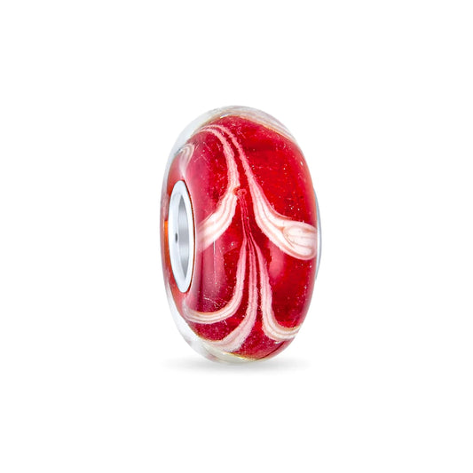 Red White Murano Glass Bead Charm