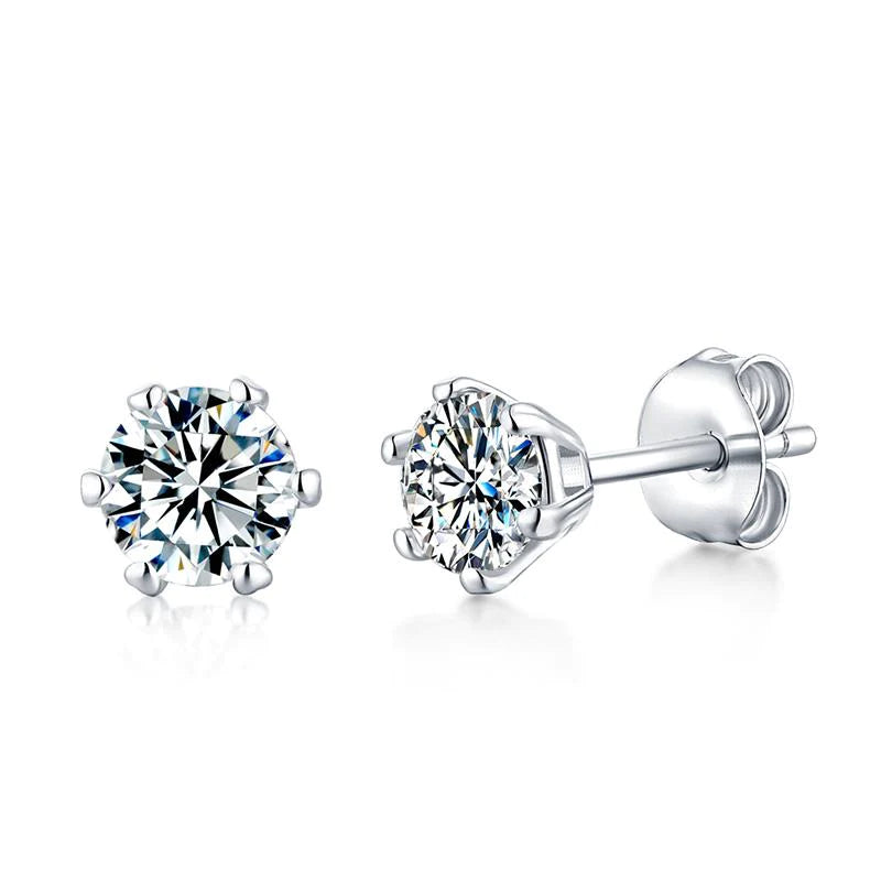 Sterling Silver 1ct Moissanite Solitaire Earrings