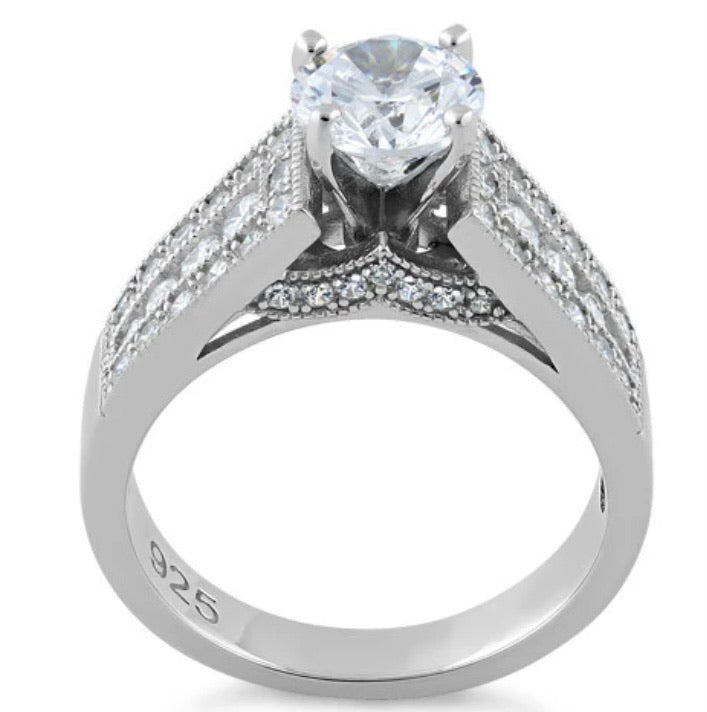 Sterling Silver Elegant Engagement CZ Ring