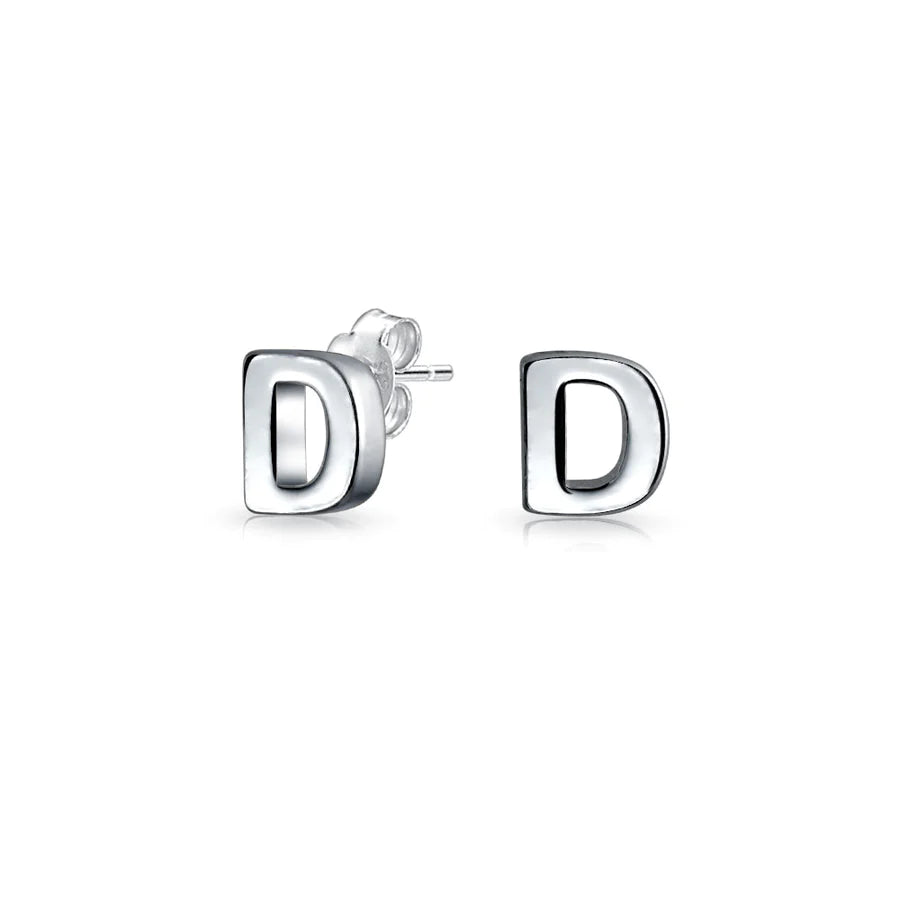 A-Z Geometric Alphabet Letter Initial Stud Earrings Sterling Silver