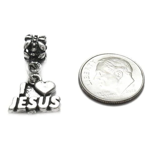 "I Love Jesus" Charm with Euro Bead