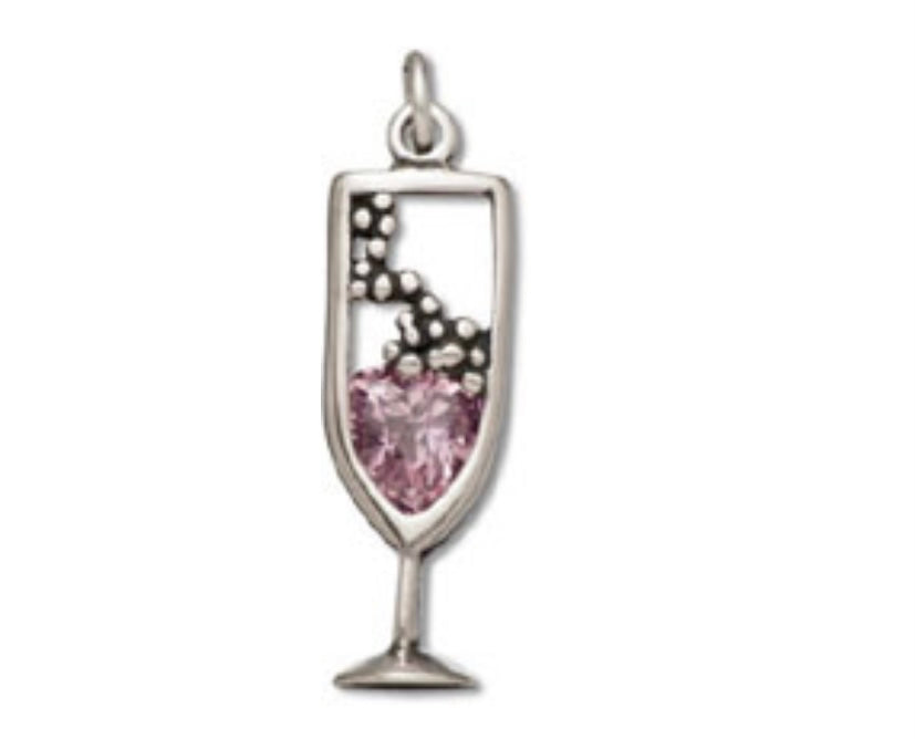 Crystal Pink Champagne Charm