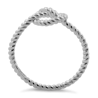 Sterling Silver Rope Heart Knot Shape Ring