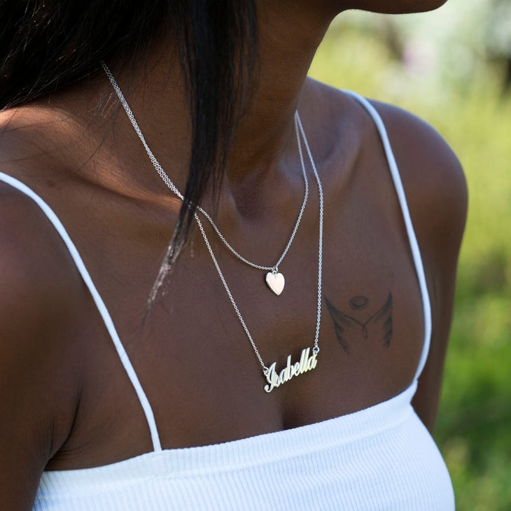 Heart and Name Layered Necklace