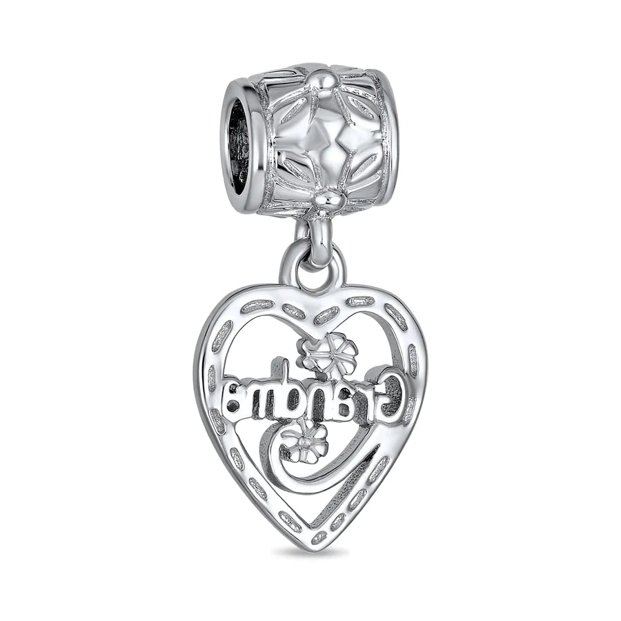 Grandma Heart Dangle Bead Charm