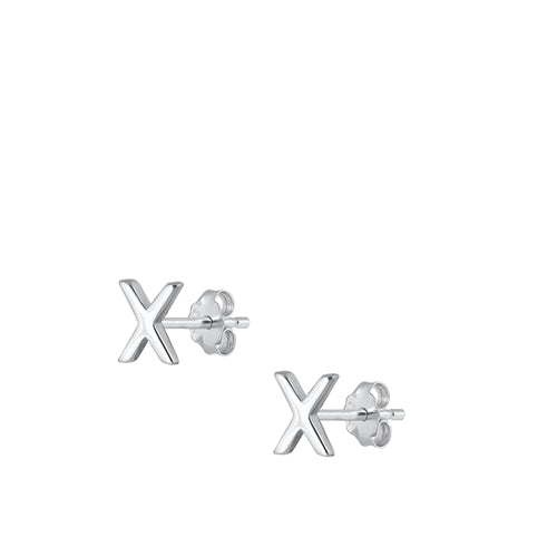 A-Z Geometric Initial Stud Earrings Sterling Silver