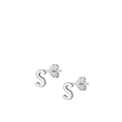 A-Z Geometric Initial Stud Earrings Sterling Silver