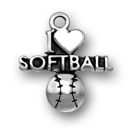 I Heart Softball Charm