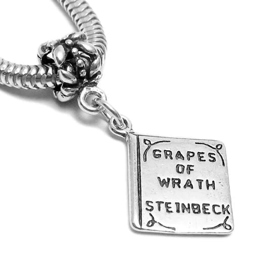 Grapes of Wrath by Steinbeck" Book Charm with Euro Bead