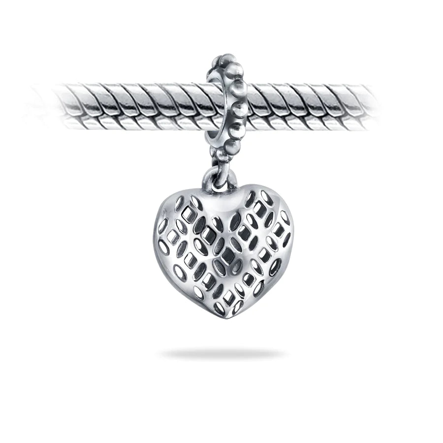 Multi Filigree Heart Shape Dangle Bead Charm