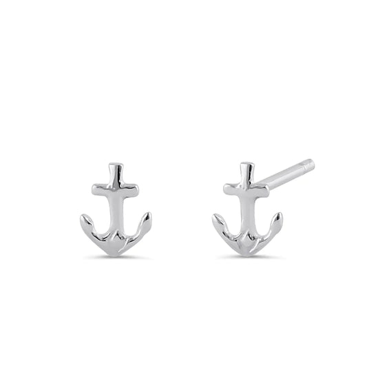 Sterling Silver Anchor Stud Earrings