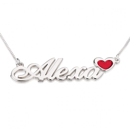 Name Necklace with Colored Heart