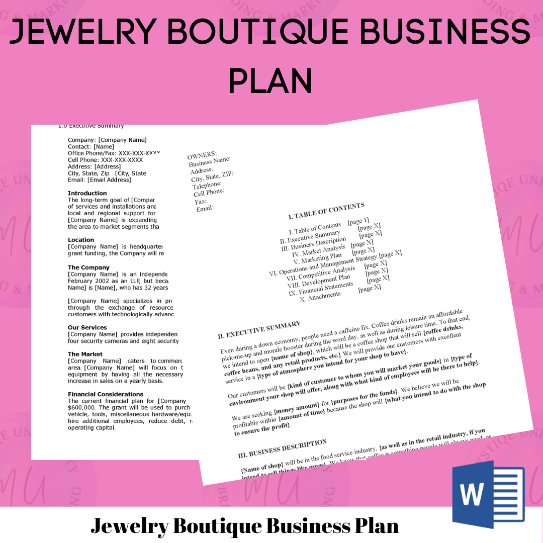 Jewelry Boutique Business Plan