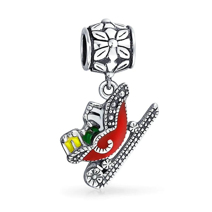 Red Sleigh Dangle Bead Charm