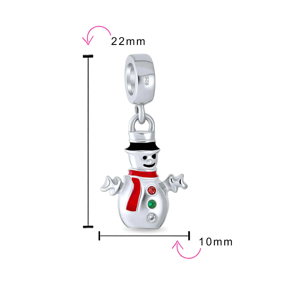 Crystal Snowman Dangle Bead Charm