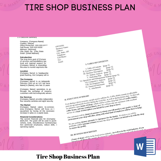 Tire Shop Business Plan