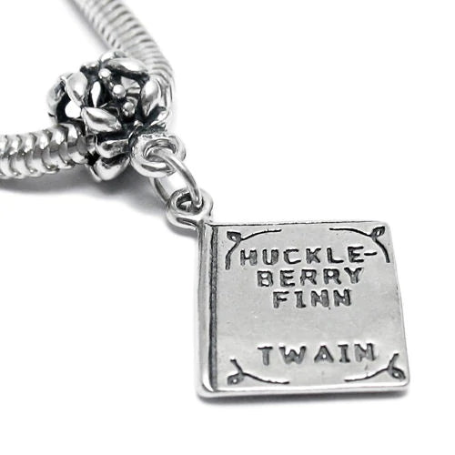 "Huckleberry Finn by Twain" Book Charm with Euro Bead