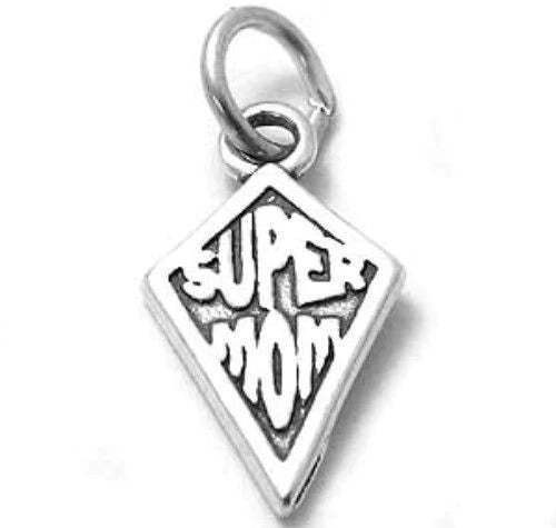 Diamond Shaped "Super Mom" Charm