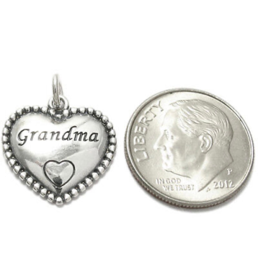 “Grandma” in Beaded Heart Charm