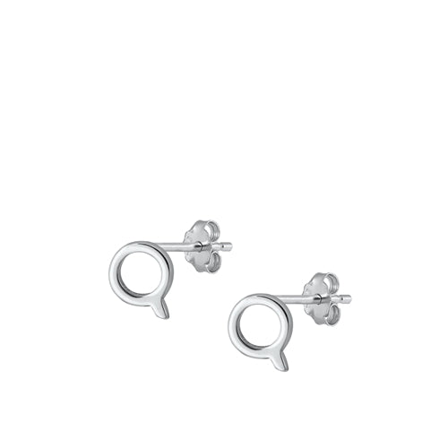 A-Z Geometric Initial Stud Earrings Sterling Silver