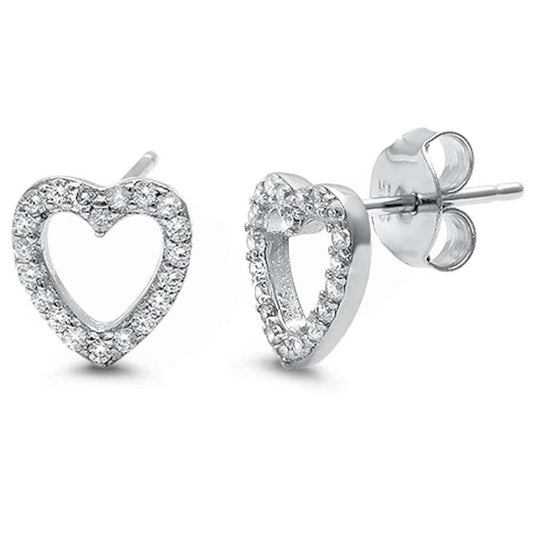 Cubic Zirconia Heart .925 Sterling Silver Earrings