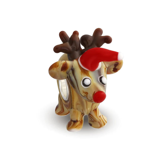 Rudolph Reindeer 3D Murano Glass Bead Charm