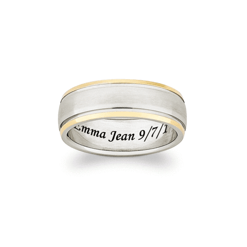 5mm Two-Tone Titanium Engraved Wedding Band