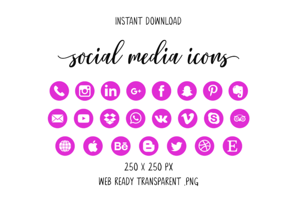 Vibrant Pink Social Media Icons