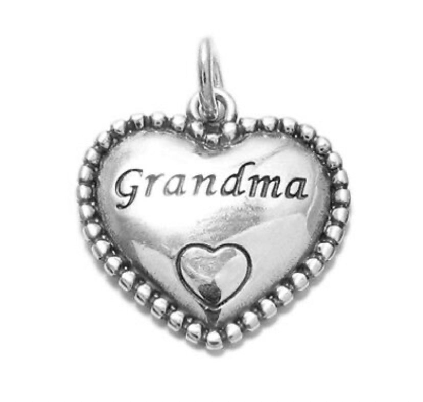 “Grandma” in Beaded Heart Charm