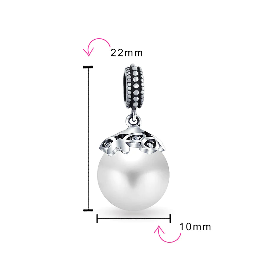 Antique Style Imitation Pearl Dangle Bead Charm