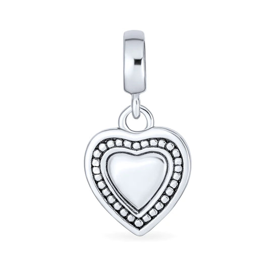 Vintage Style Heart Dangle Bead Charm