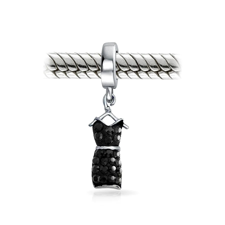 Little Black Dress Dangle Bead Charm