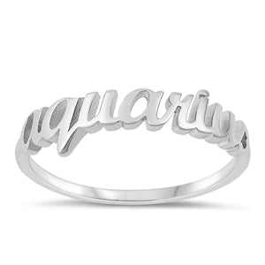 Sterling Silver Script Zodiac Ring