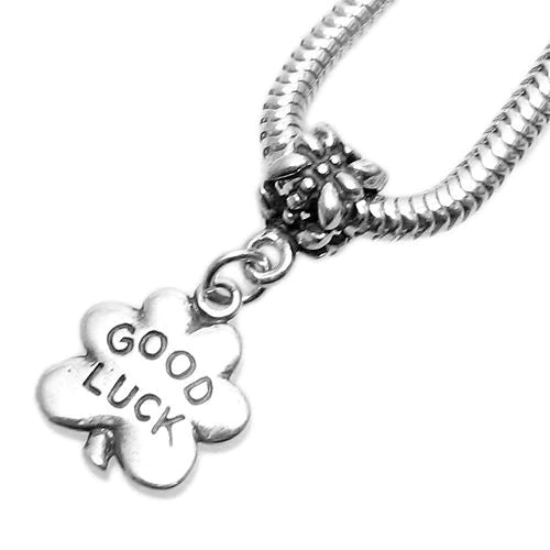 "Good Luck" Shamrock Charm with Euro Bead