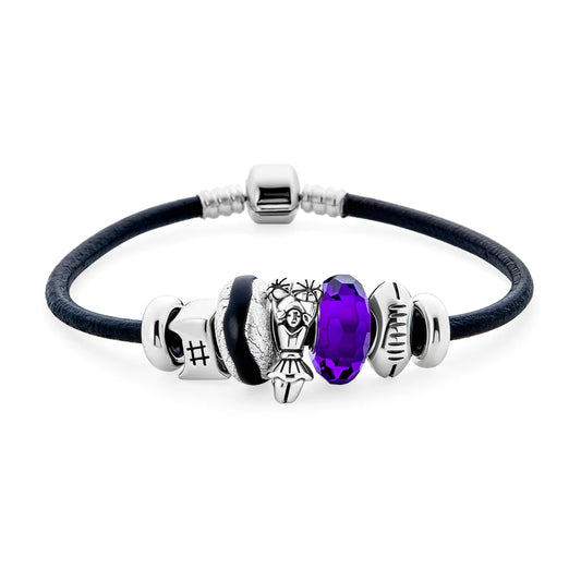 Leather Cheerleader Team Charm Bracelet