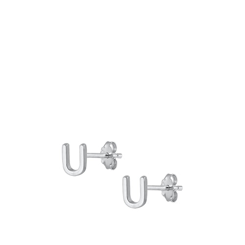 A-Z Geometric Initial Stud Earrings Sterling Silver