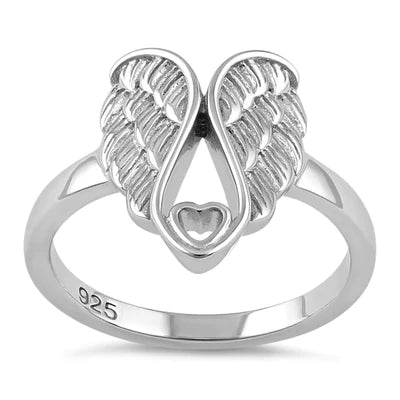 Angel Wings with Heart Ring