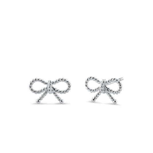 Sterling Silver Rope Bow Earrings