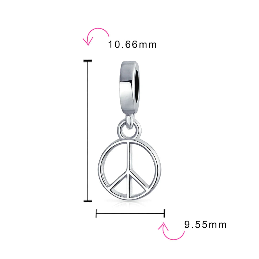 Peace Sign Dangle Bead Charm