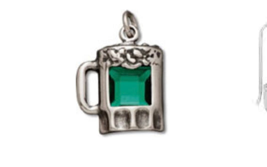 Green Beer Mug Crystal Charm