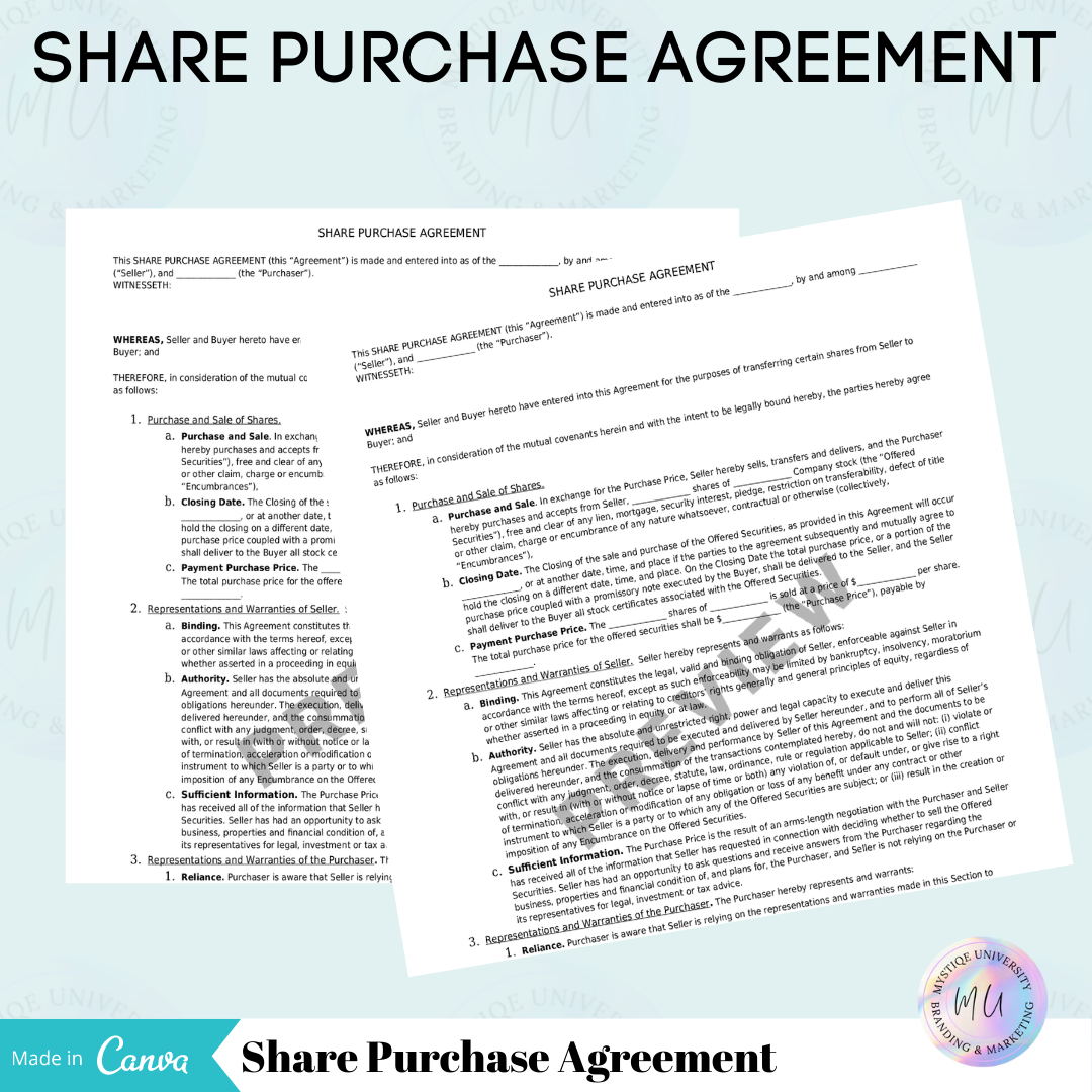 Share Purchase Agreement Template